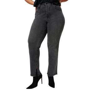 Good American Good Boy Jean Raw Hem Split Ankle In Black400 Size 12/31